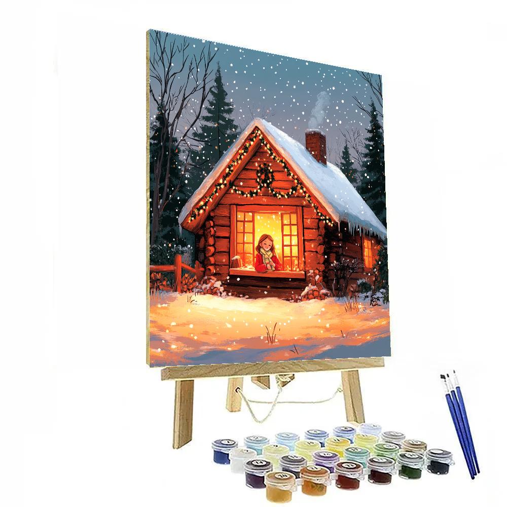 Anna’s Cozy Snowy Cabin Retreat Disney Inspired Painting by numbers kit