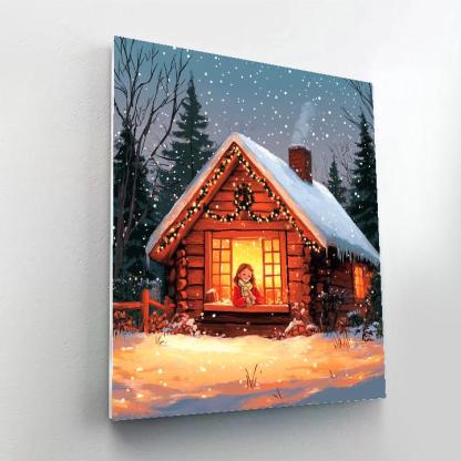 Anna’s Cozy Snowy Cabin Retreat Disney Inspired Painting by numbers kit