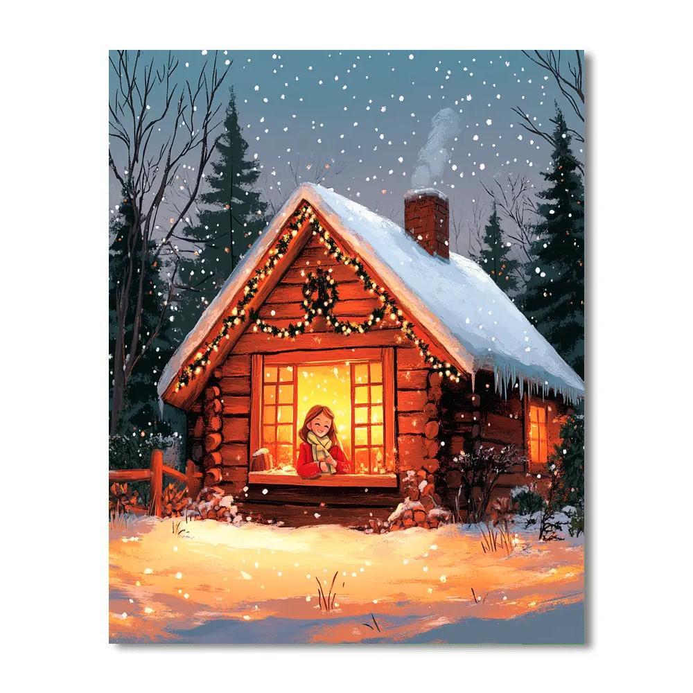 Anna’s Cozy Snowy Cabin Retreat Disney Inspired Painting by numbers kit