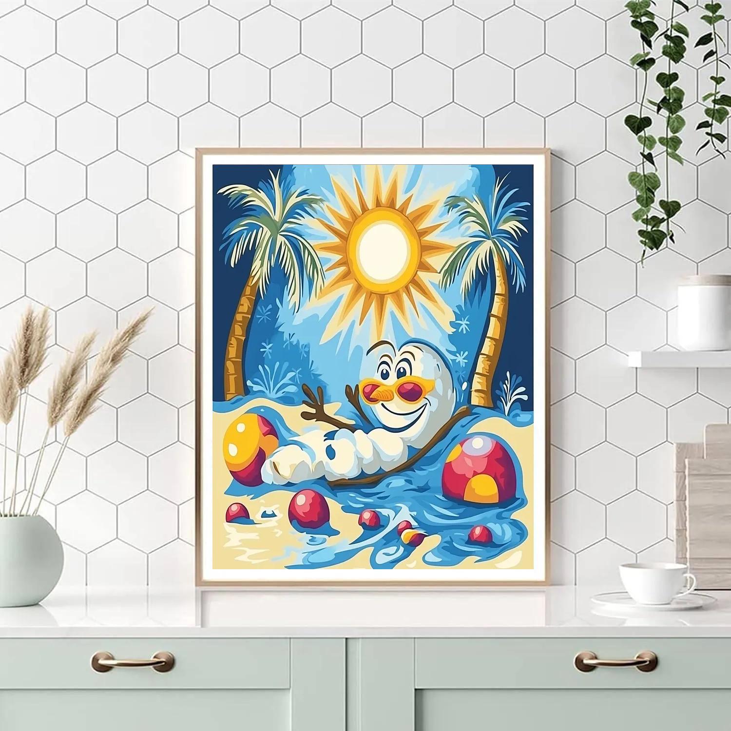 Olaf’s Sunny Summer Surprise Disney Inspired Number painting