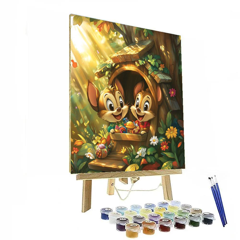 Chip And Dale’s Woodland Hideout Disney Inspired paint by numbers