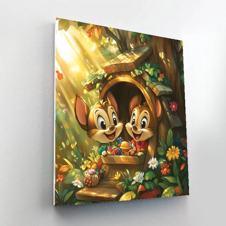 Chip And Dale’s Woodland Hideout Disney Inspired paint by numbers