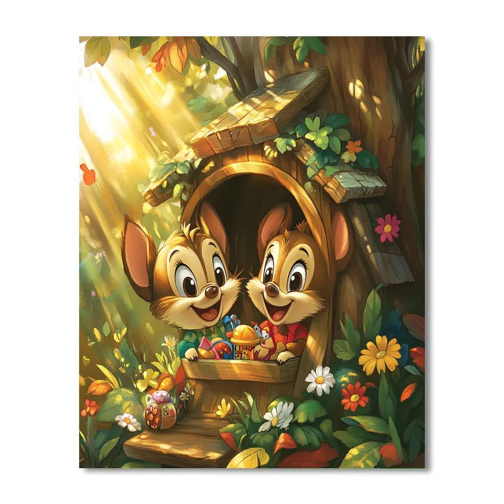 Chip And Dale’s Woodland Hideout Disney Inspired paint by numbers