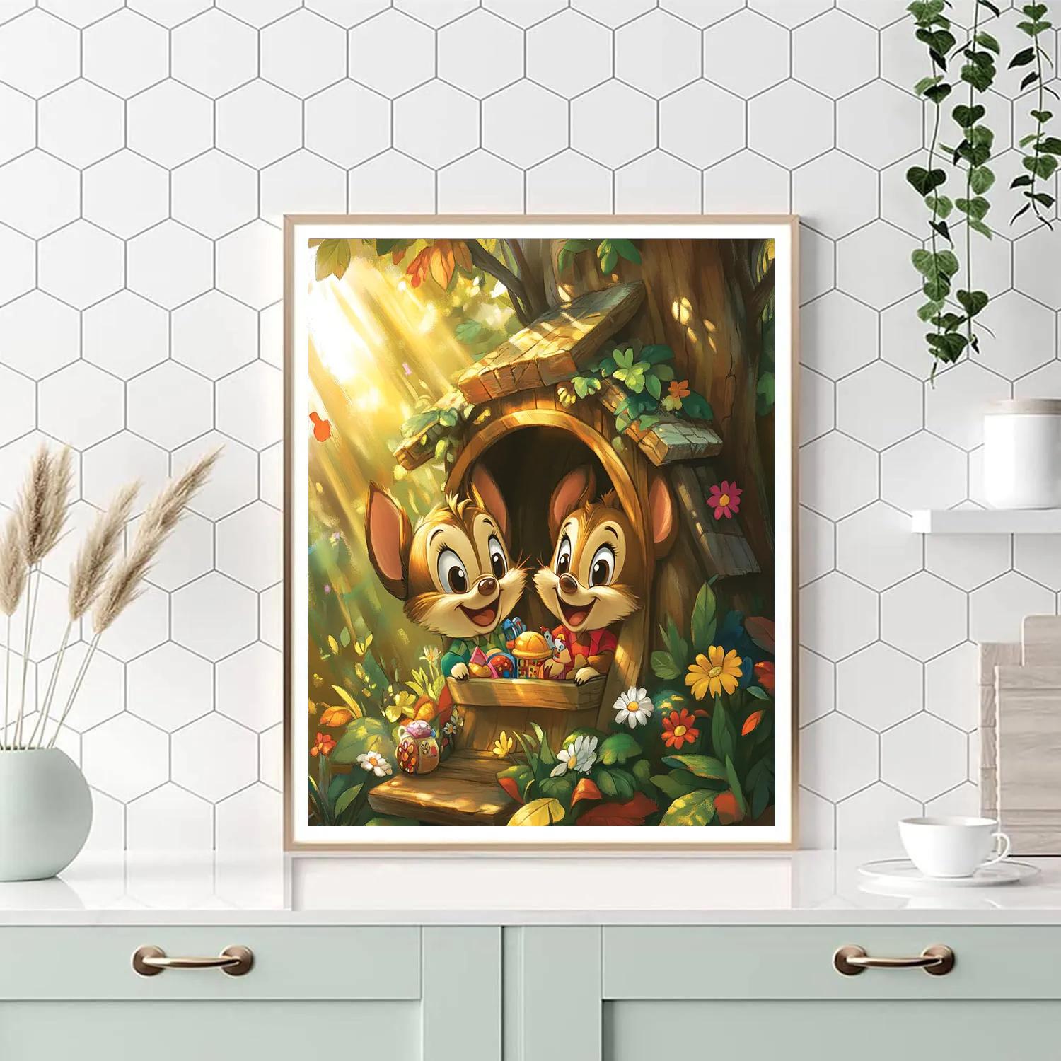 Chip And Dale’s Woodland Hideout Disney Inspired paint by numbers