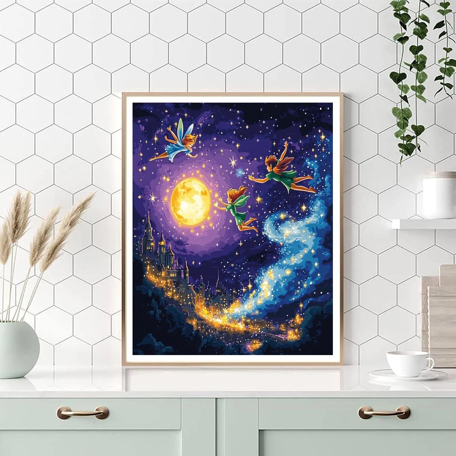 Peter Pan And Tinker Bell’s Night Flight Disney Inspired Painting by numbers kit