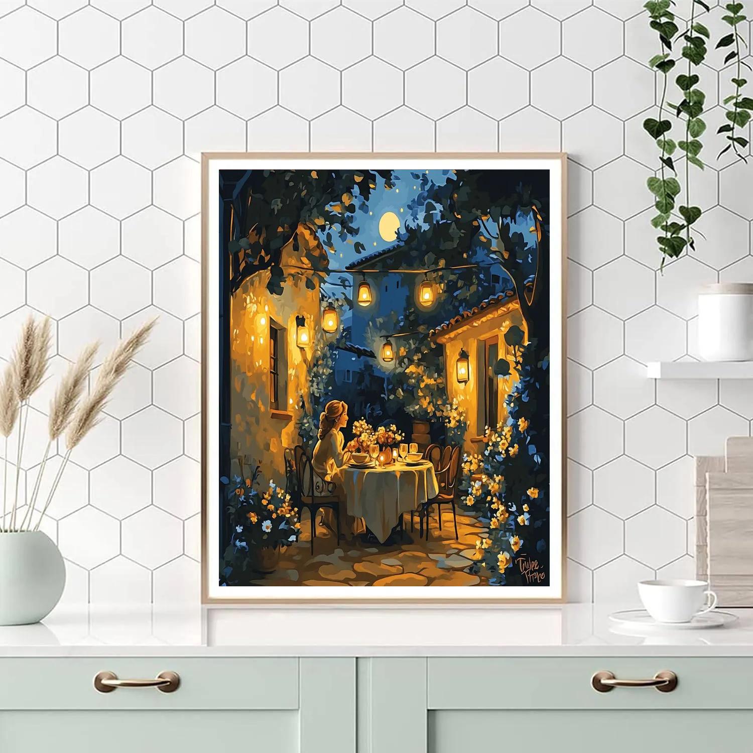 Lady And Tramp’s Moonlit Dinner Disney Inspired Number painting