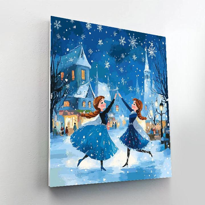 Anna And Elsa’s Frozen Snowflake Dance Disney Inspired paint by numbers
