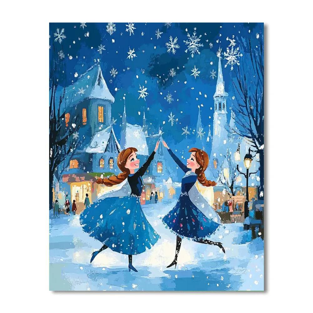 Anna And Elsa’s Frozen Snowflake Dance Disney Inspired paint by numbers