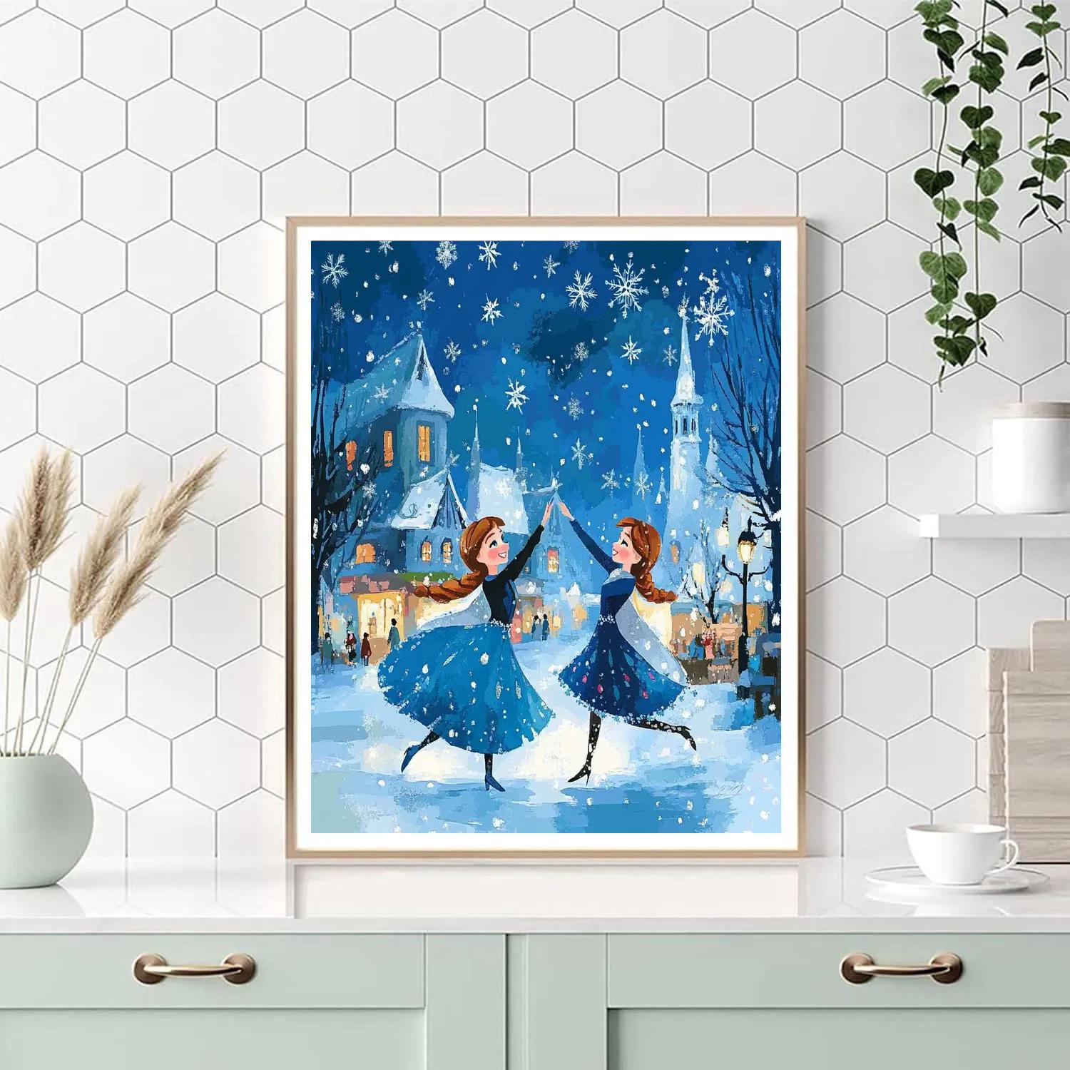 Anna And Elsa’s Frozen Snowflake Dance Disney Inspired paint by numbers