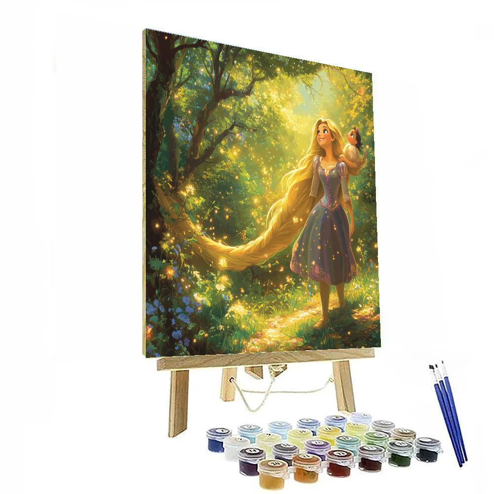 Rapunzel And Pascal’s Magical Forest Stroll Disney Inspired Number painting
