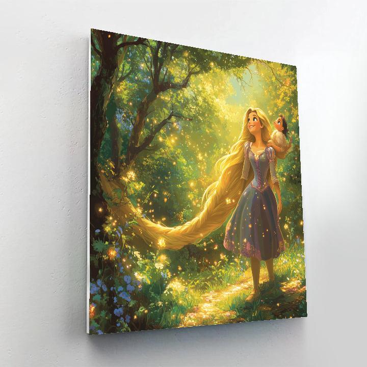 Rapunzel And Pascal’s Magical Forest Stroll Disney Inspired Number painting