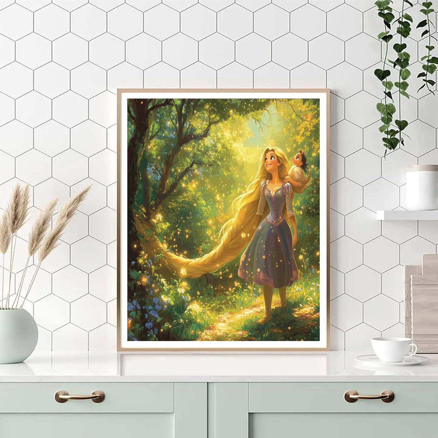Rapunzel And Pascal’s Magical Forest Stroll Disney Inspired Number painting