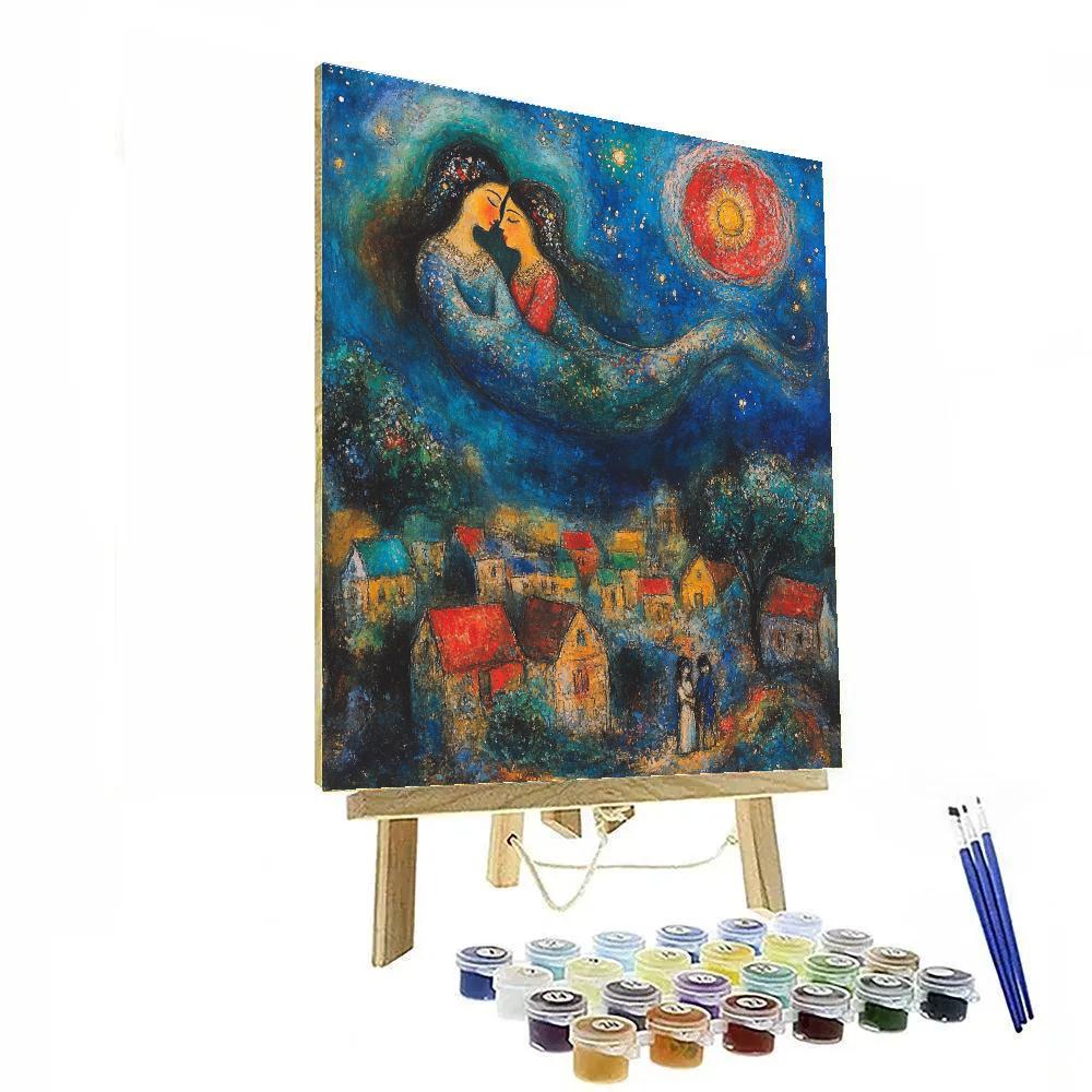 Marc Chagall Inspired Flying Lovers Paint by numbers kits