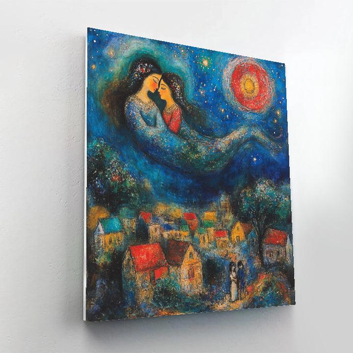 Marc Chagall Inspired Flying Lovers Paint by numbers kits