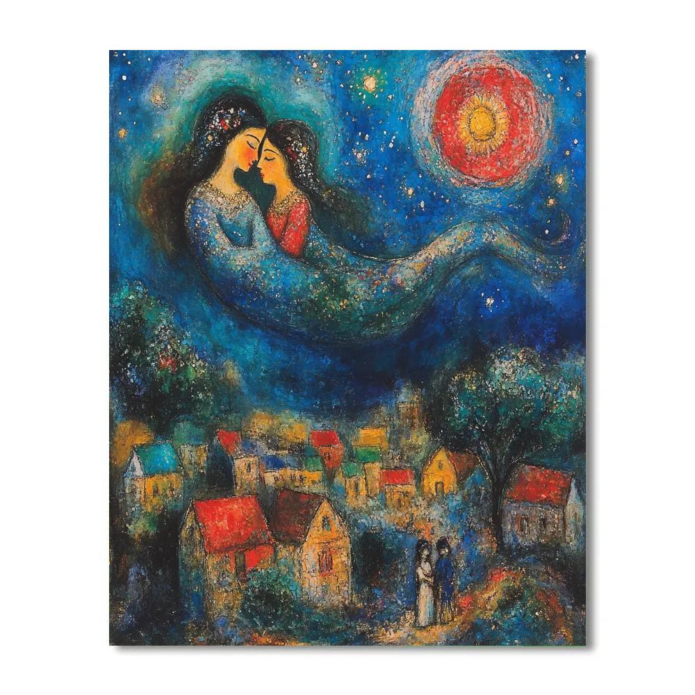 Marc Chagall Inspired Flying Lovers Paint by numbers kits