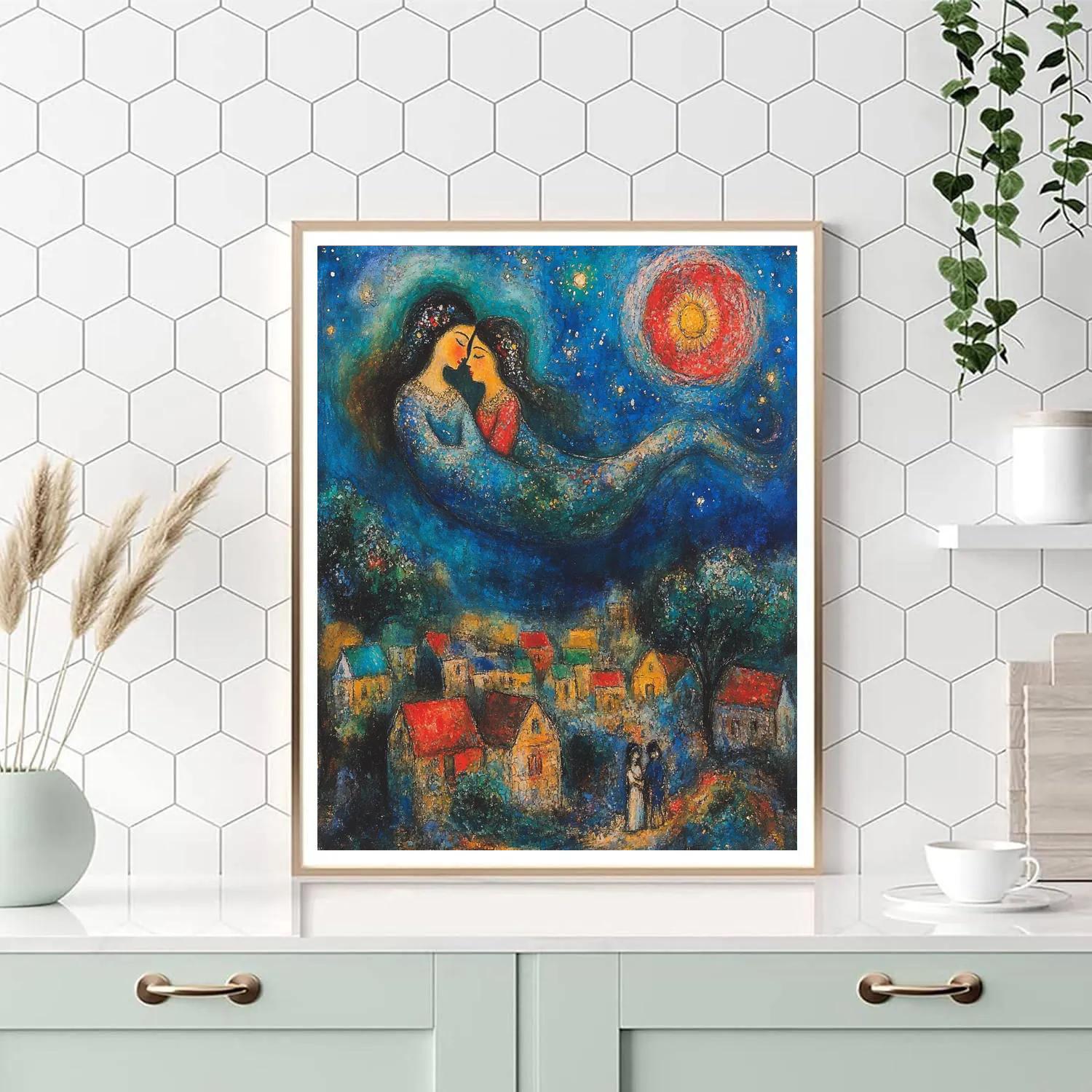 Marc Chagall Inspired Flying Lovers Paint by numbers kits