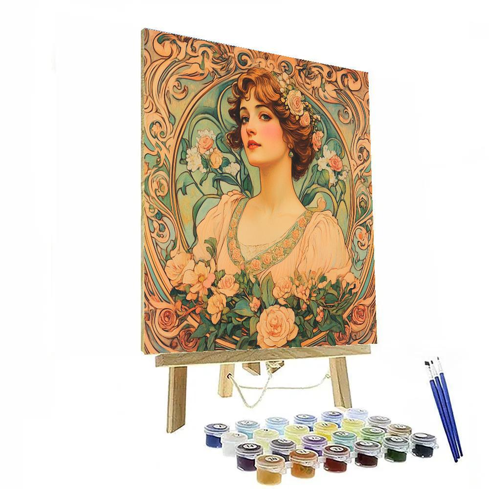 Alphonse Mucha Inspired Art Nouveau Woman Number painting