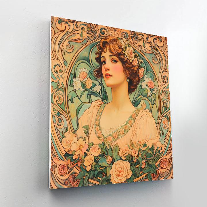 Alphonse Mucha Inspired Art Nouveau Woman Number painting