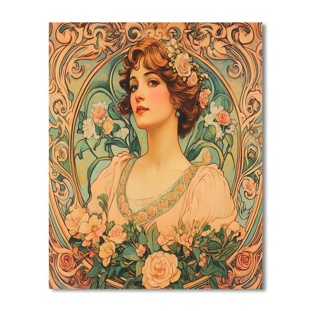 Alphonse Mucha Inspired Art Nouveau Woman Number painting