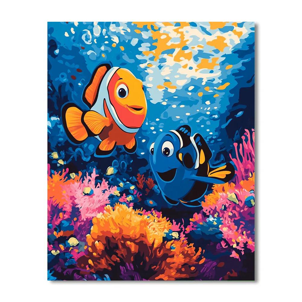 Nemo And Dory’s Vibrant Coral Reef Adventure Disney Inspired paint by numbers