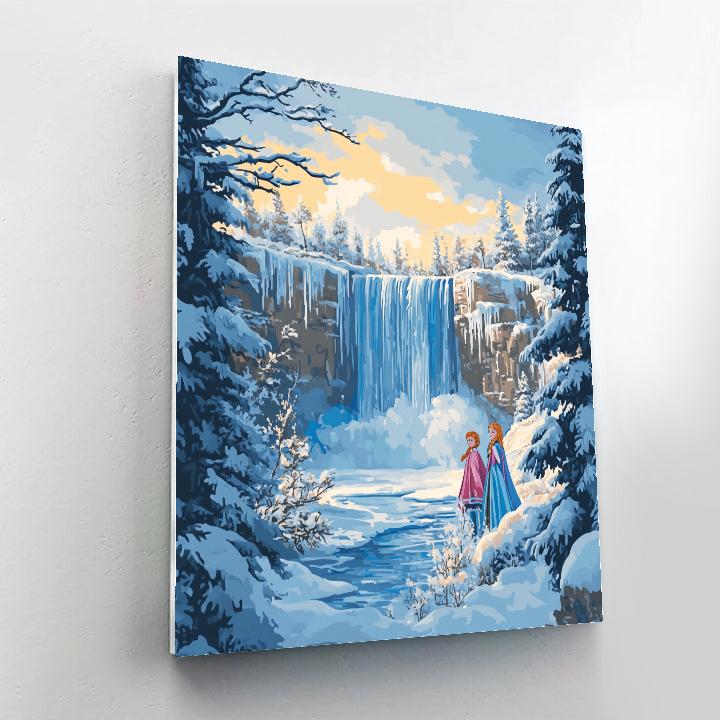Elsa And Anna’s Frozen Waterfall Moment Disney Inspired Painting by numbers kit