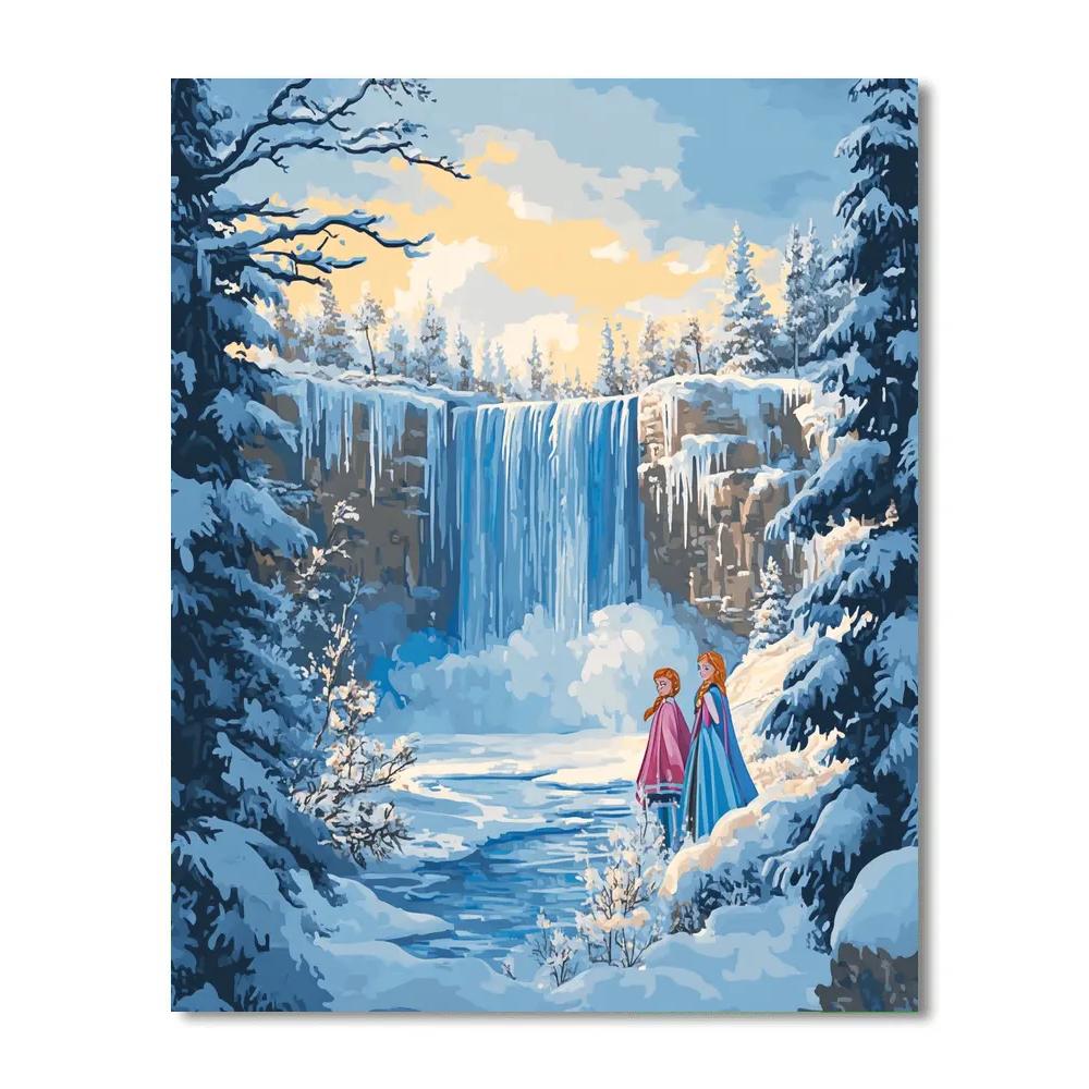 Elsa And Anna’s Frozen Waterfall Moment Disney Inspired Painting by numbers kit