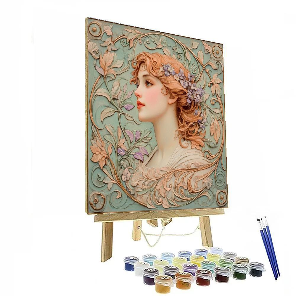 Alphonse Mucha Inspired Floral Woman paint by number
