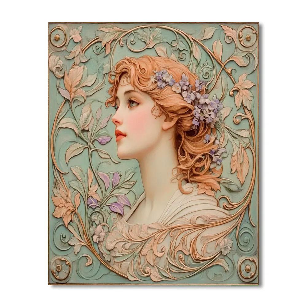 Alphonse Mucha Inspired Floral Woman paint by number