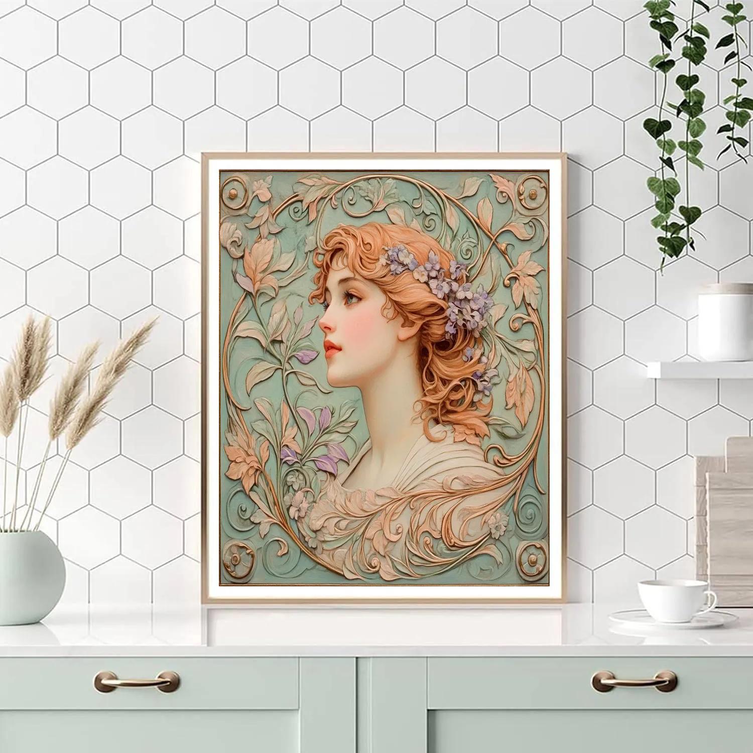 Alphonse Mucha Inspired Floral Woman paint by number