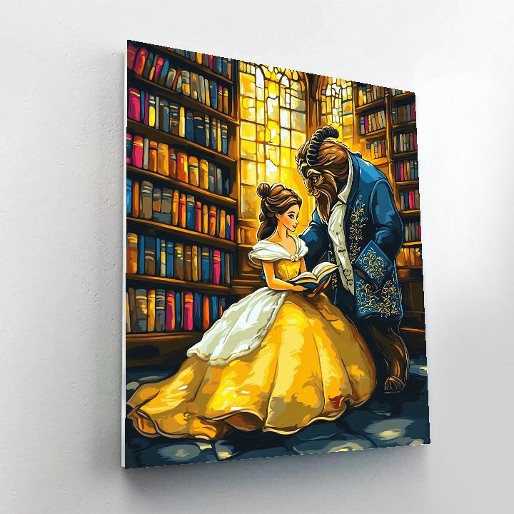 Belle And Beast’s Castle Library Disney Inspired paint by numbers