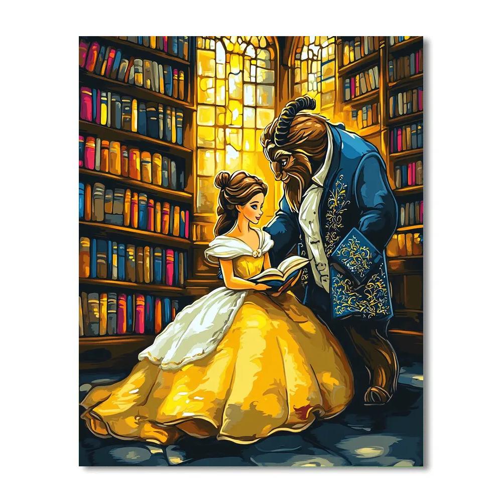 Belle And Beast’s Castle Library Disney Inspired paint by numbers