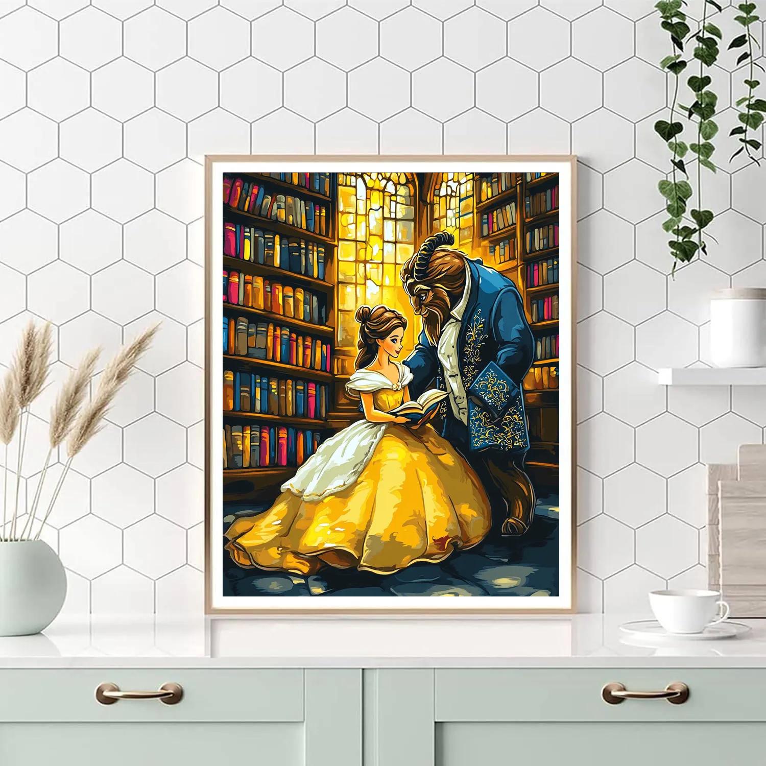 Belle And Beast’s Castle Library Disney Inspired paint by numbers