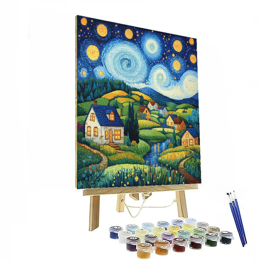 Vincent Van Gogh Inspired Rustic Landscape paint by number