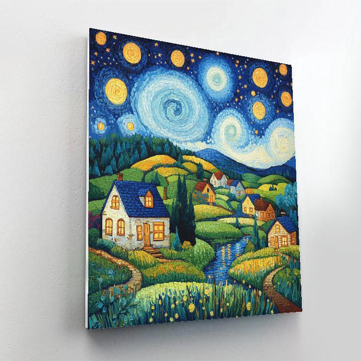 Vincent Van Gogh Inspired Rustic Landscape paint by number