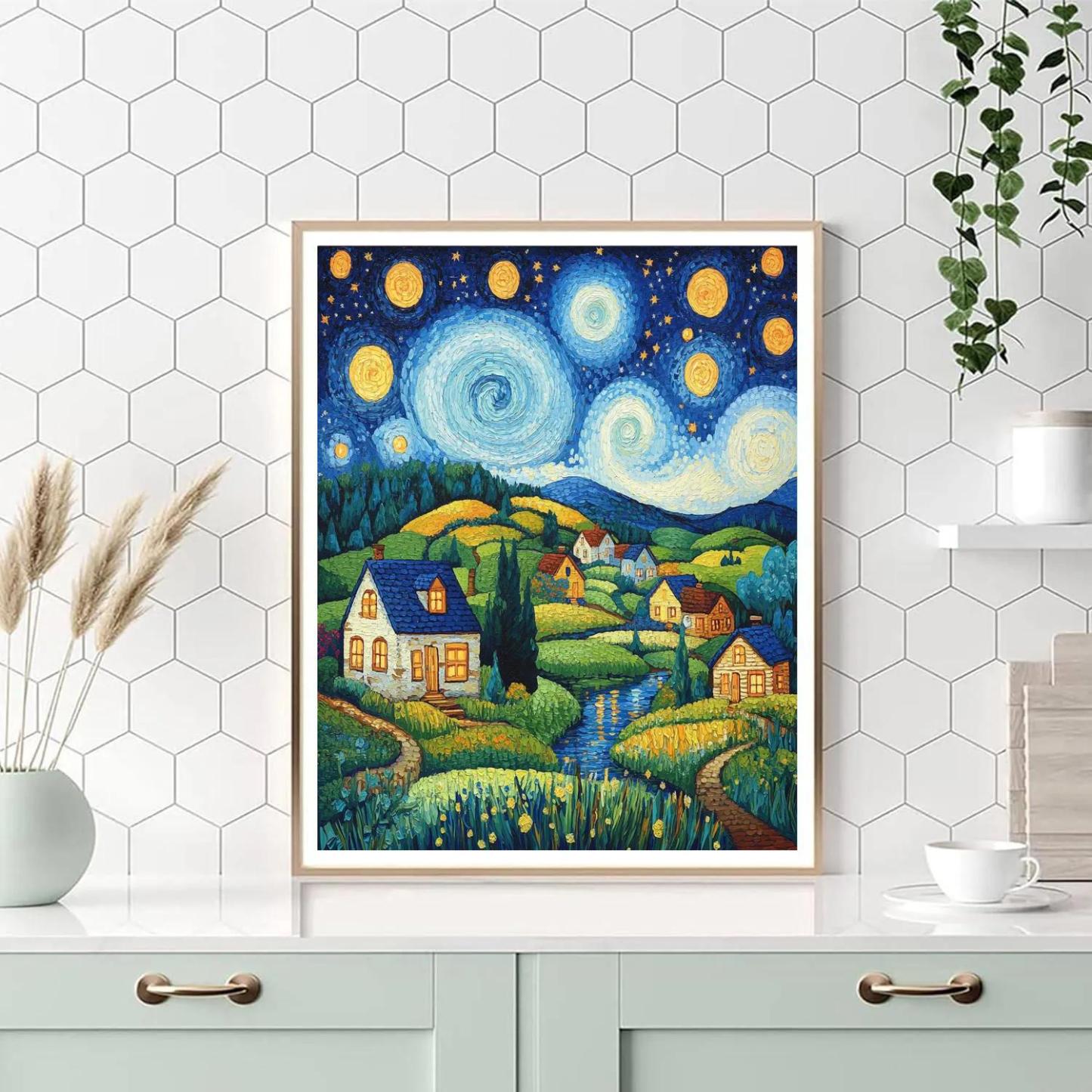 Vincent Van Gogh Inspired Rustic Landscape paint by number