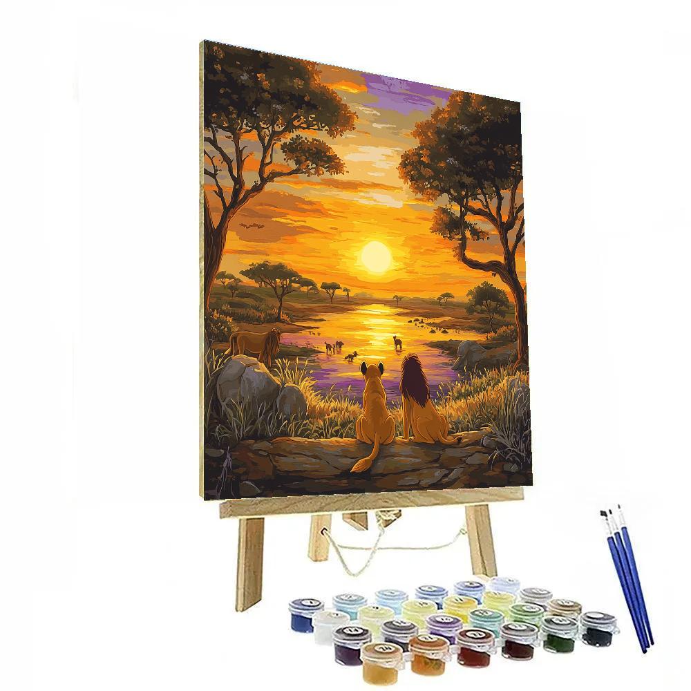 Simba And Rafiki’s Sunrise Serenade Disney Inspired paint by number