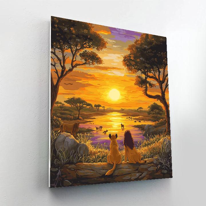 Simba And Rafiki’s Sunrise Serenade Disney Inspired paint by number