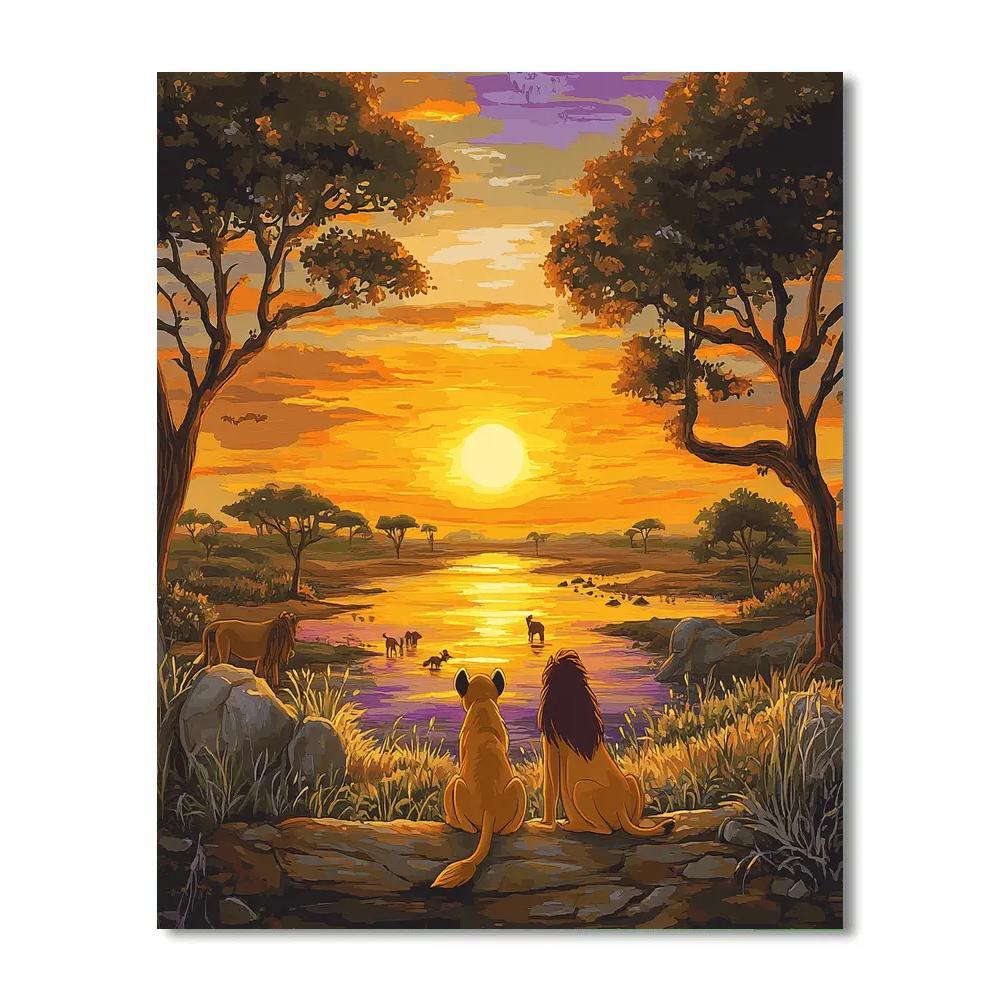 Simba And Rafiki’s Sunrise Serenade Disney Inspired paint by number