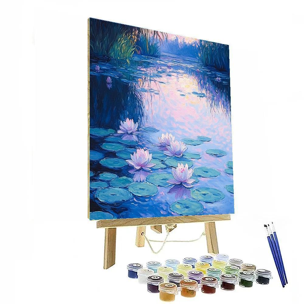 Claude Monet Inspired Water Lilies At Sunrise paint by numbers