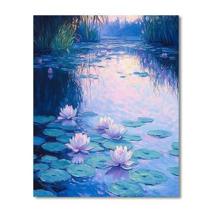Claude Monet Inspired Water Lilies At Sunrise paint by numbers