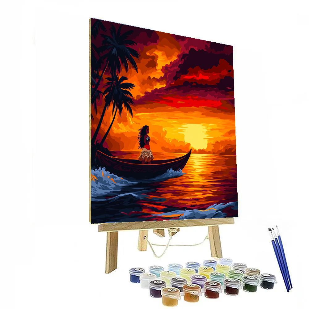 Moana’s Ocean Sunset Sail Disney Inspired Painting by numbers kit