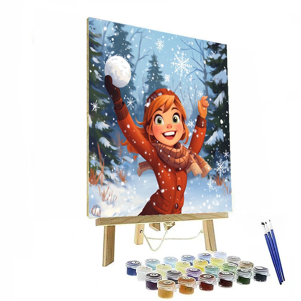 Anna’s Winter Snowball Fight Disney Inspired Numbered painting kits