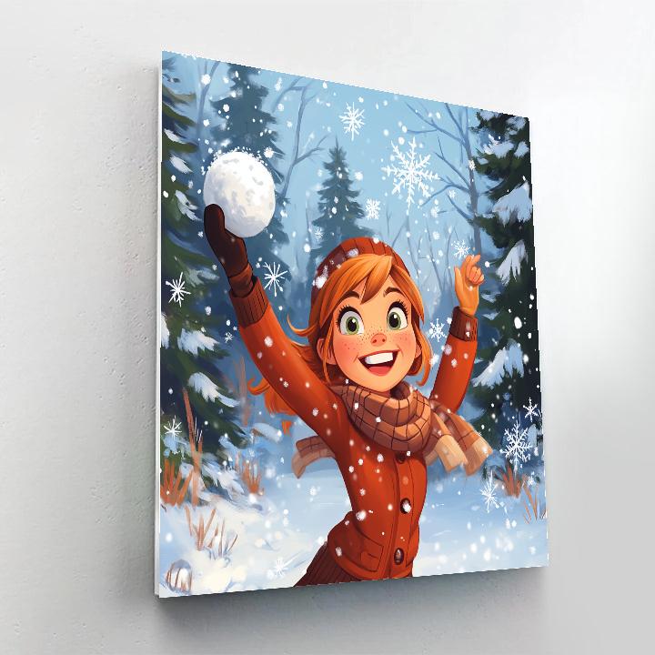 Anna’s Winter Snowball Fight Disney Inspired Numbered painting kits