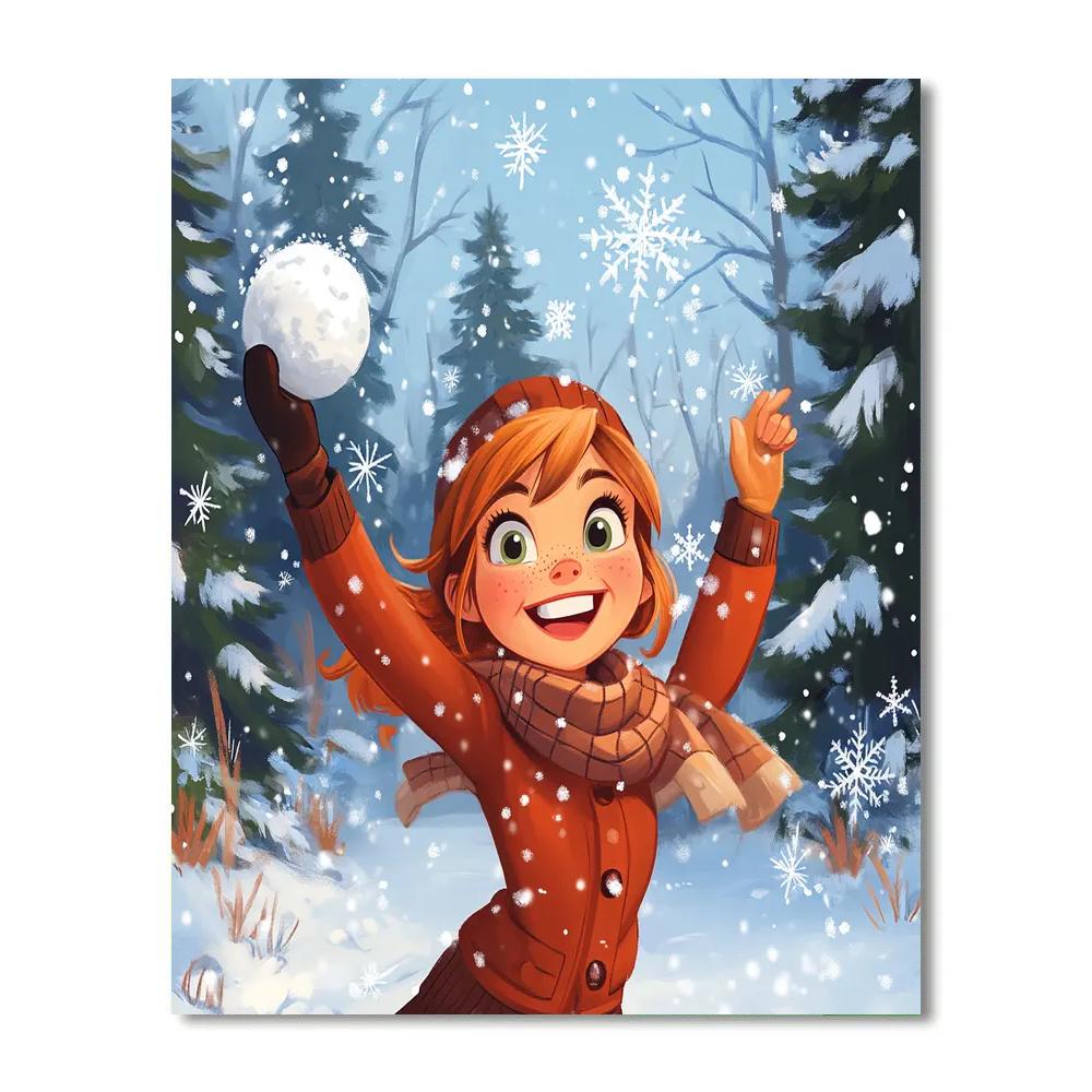 Anna’s Winter Snowball Fight Disney Inspired Numbered painting kits