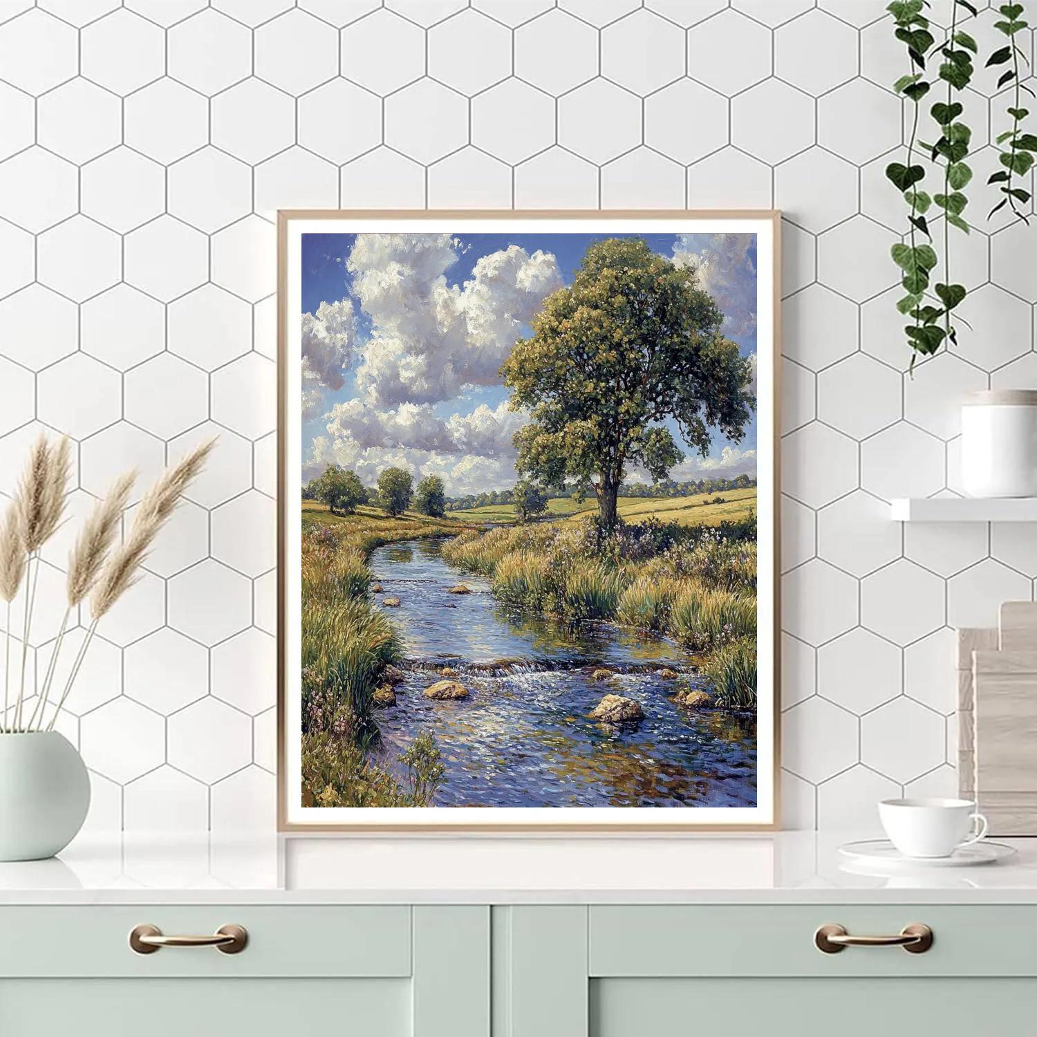 John Constable Inspired Riverside Landscape Number painting