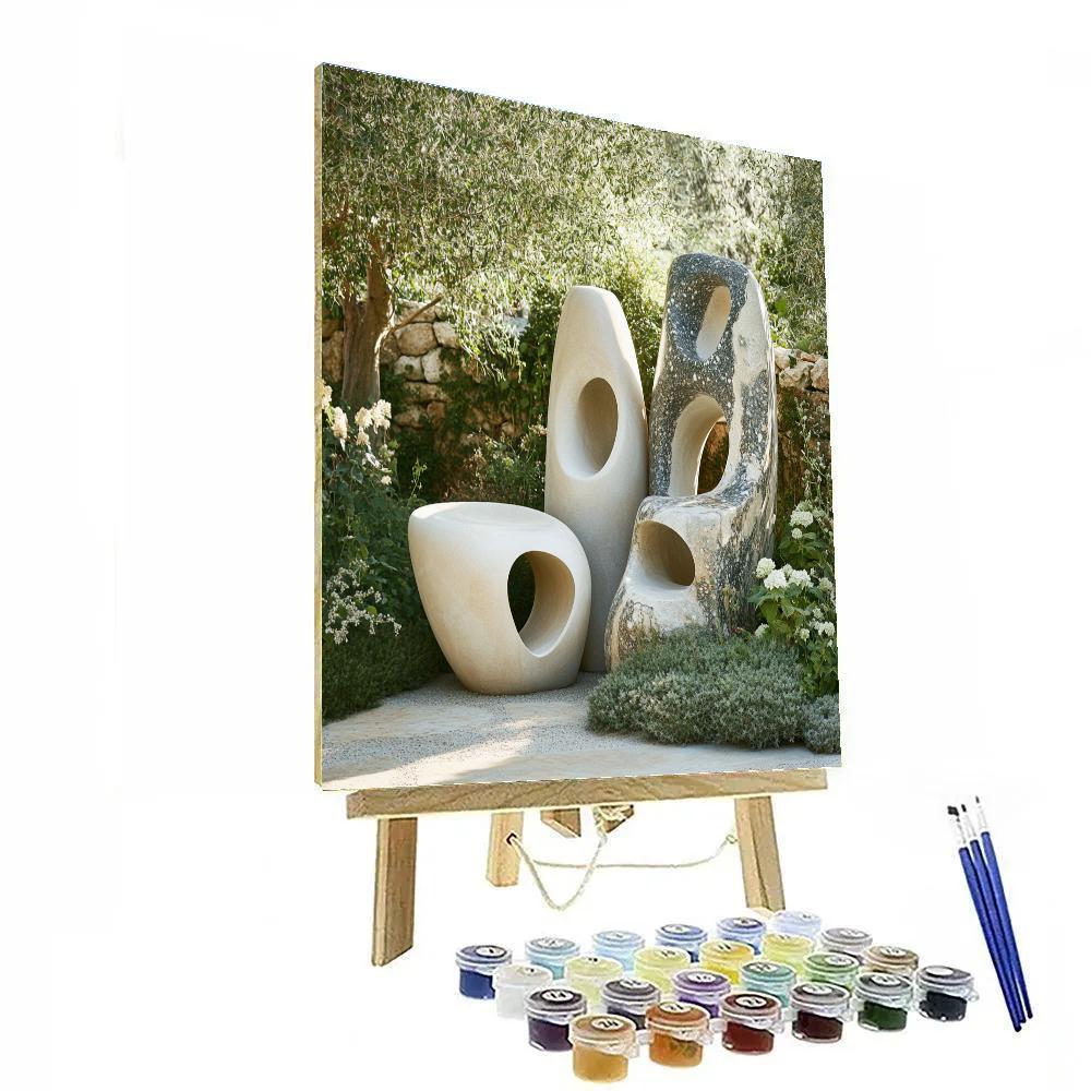 Barbara Hepworth Inspired Abstract Garden Sculpture Painting by numbers kit