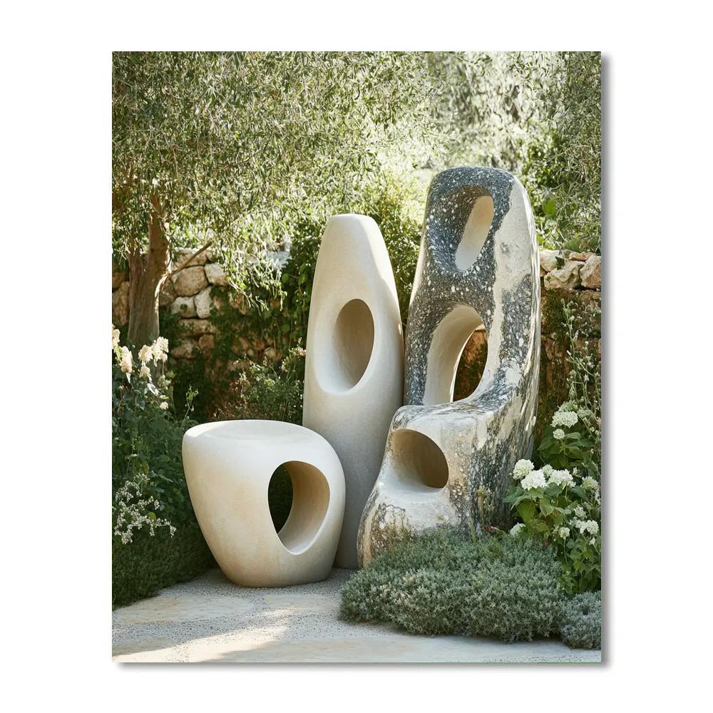 Barbara Hepworth Inspired Abstract Garden Sculpture Painting by numbers kit