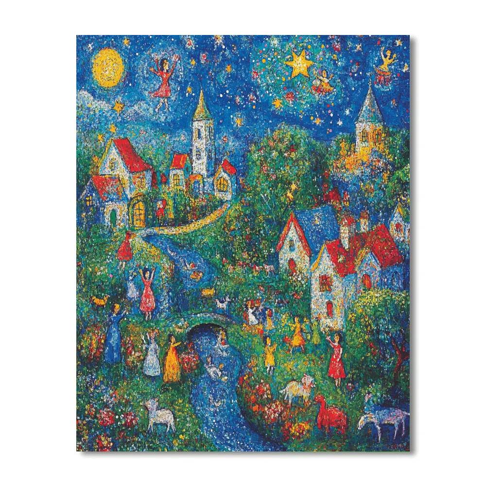 Marc Chagall Inspired Dreamlike Village Paint by numbers art