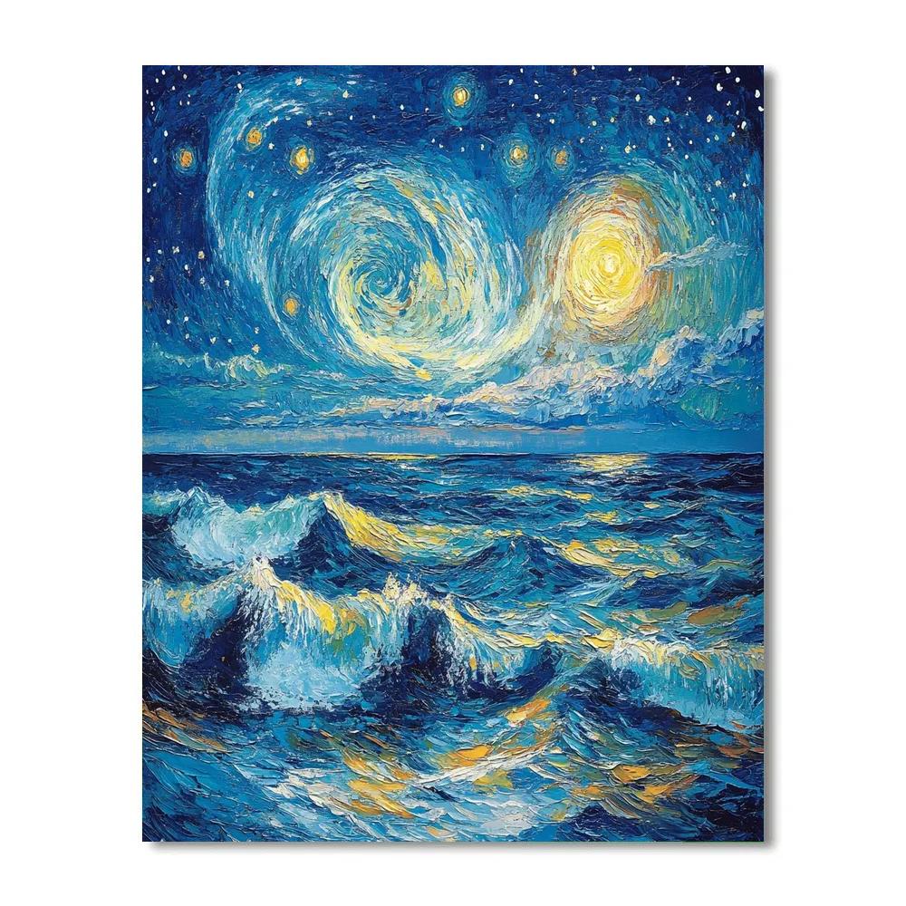 Vincent Van Gogh Inspired Starry Ocean Paint by numbers kits