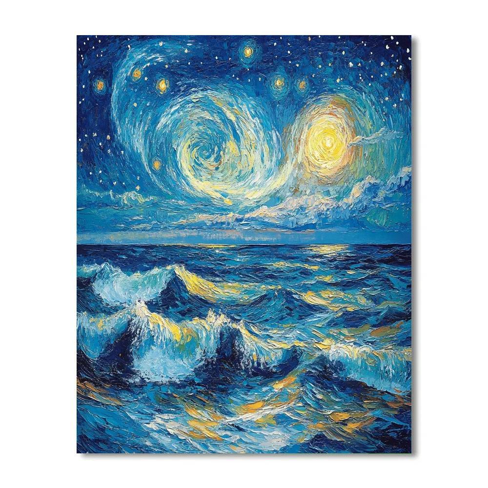 Vincent Van Gogh Inspired Starry Ocean Paint by numbers kits
